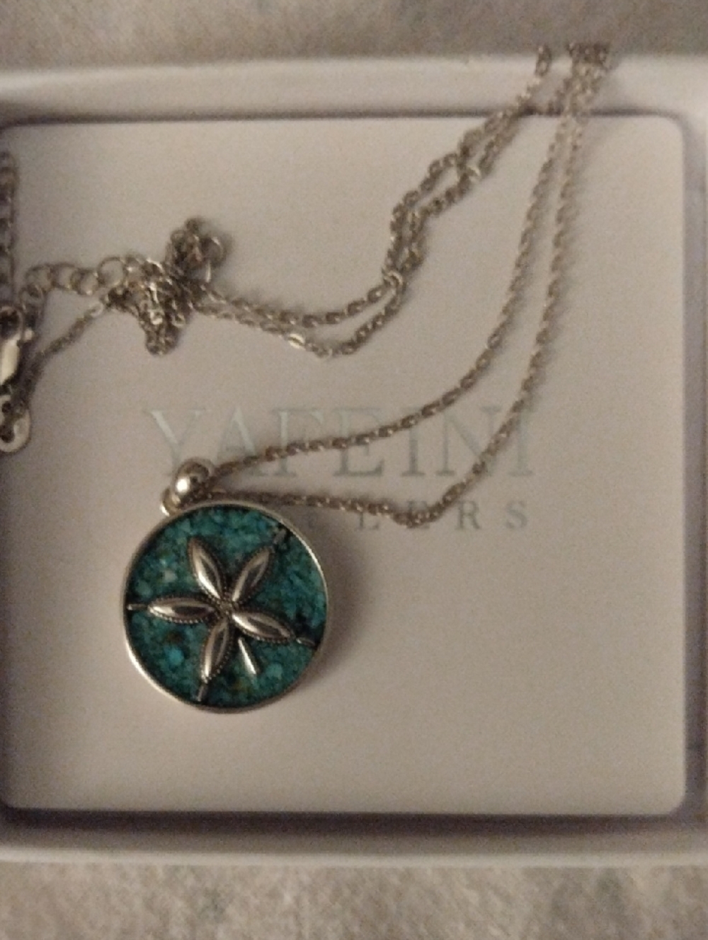 Sterling Silver Turquoise Sand Dollar Pendant Necklace